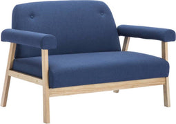 vidaXL - Tweezitsbank - stof - blauw