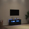 vidaXL - TV-kast - met - LED-verlichting - - - Zwart - Eiken - - - 90x35x40 - cm - - - Bewerkt - Hout
