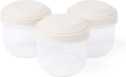 Amuse Rikko Oat Snackbox set - 185ml - Set van 3 snackdoosjes - Sluit gemakkelijk - Transparant - Lichtgrijs