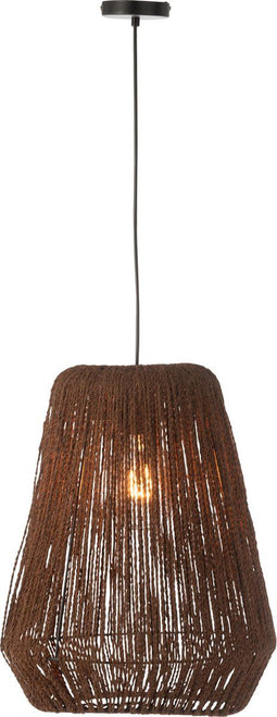 J-Line hanglamp Vlecht - metaal/palm - zwart - large