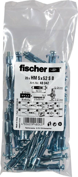 Fischer 5x52 S B Hollewandplug 60 mm 48042 20 stuk(s)