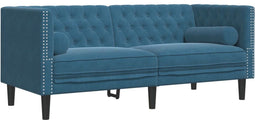 vidaXL - Tweezitsbank - Chesterfield-stijl - en - bolsters - fluweel - blauw