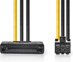 Interne Voedingskabel - SATA 15-Pins Male - PCI-Express Female - Verguld - 0.20 m - Rond - PVC - Geel / Zwart - Doos