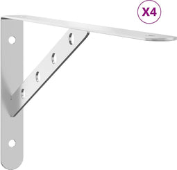 vidaXL - Plankdragers - 4 - st - 30x2,5x15,5 - cm - roestvrijstaal - zilverkleurig