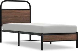 vidaXL - Bedframe - zonder - matras - bewerkt - hout - bruin - eikenkleur - 75x190 - cm