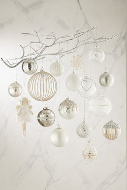 J-Line kerstbal Diamant - glas - zilver - small