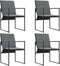 vidaXL - Tuinstoelen - met - Kussens - 4 - stuks - Zwart - Textilene