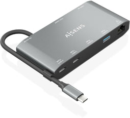 Aisens ASUC-8P010-GR - USB Hub - 5x USB 3.2 Gen 1 - 1x Ethernet 1Gbps - 100W Power Delivery