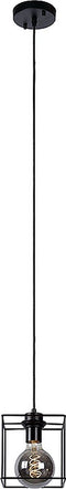 Atmooz - Hanglamp Noury 1 - rond - Industrieel - Woonkamer / Slaapkamer / Eetkamer - Plafondlamp - Zwart - Hoogte 15cm - Metaal