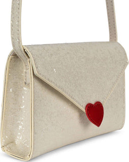 Konges Sløjd Love Letter Schoudertasje met glitter - Cream Glitter