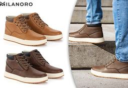 Milanoro - Herensneakers - Comfortabel en waterbestendig - Donkerbruin - Maat 43
