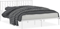 vidaXL - Bedframe - met - hoofdbord - metaal - wit - 160x200 - cm