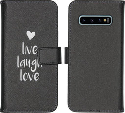 iMoshion Hoesje Geschikt voor Samsung Galaxy S10 Hoesje Met Pasjeshouder - iMoshion Design Softcase Bookcase - Wit / Zwart / Live Laugh Love