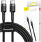 Baseus Cafule USB-C 3A/60W Fast Charge Gevlochten Kabel 1m Zwart/Grijs