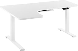 DESTIN - Verstelbaar bureau - Wit - Links - 160 cm - Spaanplaat