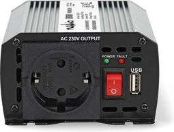 Nedis Omvormer 300W - 12V / 230V - Stopcontact & USB Oplaadpoort - Zilver