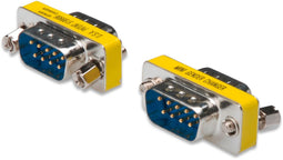 Assmann AK-610505-000-I - Gender Changer D-Sub9 M/M - Metalen behuizing - Blauw Geel Zilver