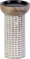 Kaarshouder 10,5 x 10,5 x 25 cm Wit Mangohout (3 Stuks)