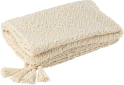 J-Line - Plaid Kwasten Katoen Crème - 180x130x1cm