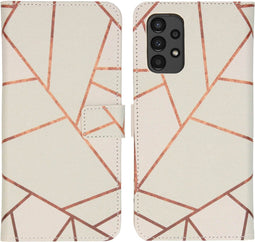 iMoshion Hoesje Geschikt voor Samsung Galaxy A13 (4G) Hoesje Met Pasjeshouder - iMoshion Design Softcase Bookcase - Wit / White Graphic