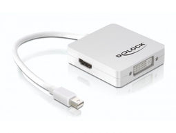Delock 61768 - Mini DisplayPort naar HDMI/DVI/DisplayPort - Ondersteunt 1920x1200 en 1080p - Wit