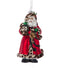 6.5 inch Glass Santa W/Fabric Leopard Trim Holding Lamp Orn 8,89x6,...