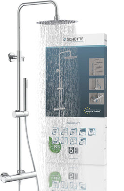 SCHÜTTE AQUADUCT - Douchesysteem - Regendouche 25 cm met thermostatische mengkraan - Chroom