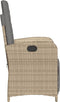 vidaXL - Tuinstoel - verstelbaar - met - voetensteun - poly - rattan - gemengd - beige