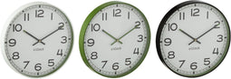J-Line klok Rond - kunststof - groen/wit/zwart - Ø 30 cm - small - 3 stuks