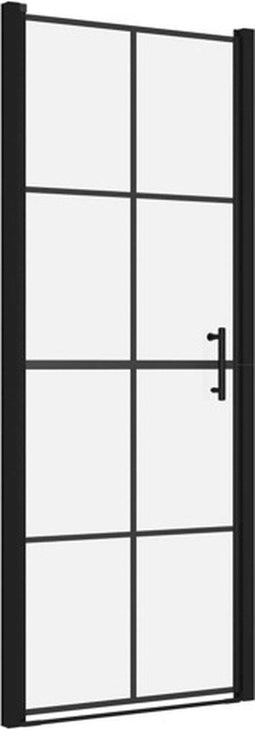 vidaXL - Douchedeur - 91x195 - cm - gehard - glas - zwart