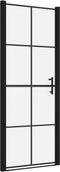vidaXL - Douchedeur - 91x195 - cm - gehard - glas - zwart