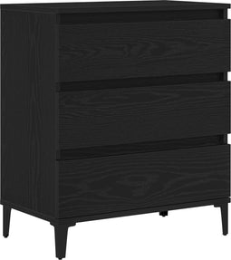 vidaXL - Dressoir - Zwart - Eiken - 60x35x70 - cm - Bewerkt - Hout