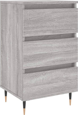 vidaXL - Nachtkastje - 40x35x69 - cm - bewerkt - hout - grijs - sonoma - eikenkleurig