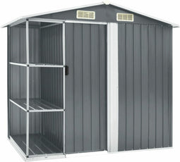 vidaXL - Tuinschuur - met - rek - 205x130x183 - cm - ijzer - grijs