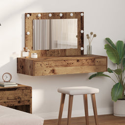 vidaXL - Wandkaptafel - met - LED - Verlichting - in - Oud - Hout