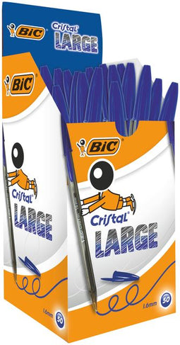 Bic Balpennen Cristal Large 15 Cm 1,6 Mm Blauw 50 Stuks