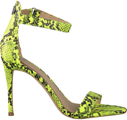 GUESS Kahlua2 - Dames Sandalen met Hak - Neongele Slangenprint - Geel - Maat 36