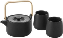 Secret de Gourmet Theepot met 2 kopjes - Zwart - 50cl + 20cl - Klein theepotje - Keramiek