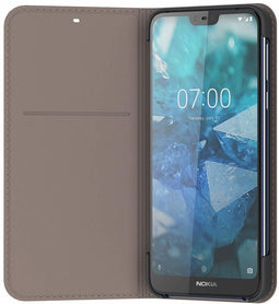 Nokia 7.1 - Flip Cover - Kunstleder met standaard en pashouder - Grijs