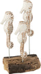 J-Line decoratie Zeepaard 3 Op Voet - hout - wit/naturel