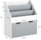 SoBuy KMB17-HG - Kinderboekenkast - 3 Opbergvakken Uitneembare Speelgoedkist - Wit/Grijs 63x70x30 cm