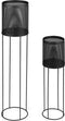Lifa Living Plantenbak June - Set van 2 - Metaal - Zwart - Ø15 x 58 cm - Ø17,5 x 85 (2 stuks)