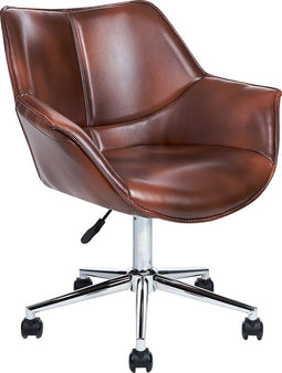 NEWDALE - Bureaustoel - Donkerbruin - Kunstleer