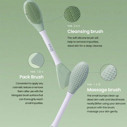 Ilso Dual Clean Brush - 3-in-1 Siliconen Gezichtsborstel - Groen