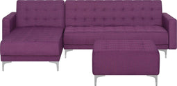 ABERDEEN - Hoekslaapbank hocker - Paars - Rechts - 267 cm - Polyester