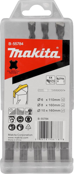Makita B-55784 B2S - Betonborenset SDS-PLUS - 5-delig 6x110mm 8x160mm 10x160mm (2 stuks)