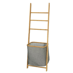 SoBuy FRG263-N - Badkamerrek - 3 Stangen - Uitneembare Wasmand - Bamboe