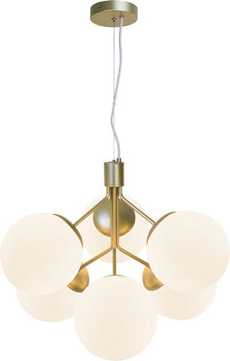 Nordlux Ivona - Hanglamp - 6xE27 - Opaal glas/messing
