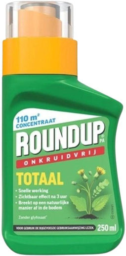 ROUNDUP® Totaal Onkruidvrij Concentraat - 250ml - Snel resultaat binnen 3 uur - Biologisch afbreekbaar