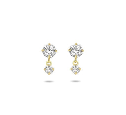 Marie-Celeste Oorhangers - 14k Geelgoud - Zirkonia - 8mm x 4.4mm